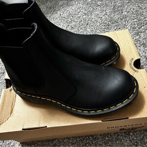 Dr. Martens Black Boots with Yellow Stitching